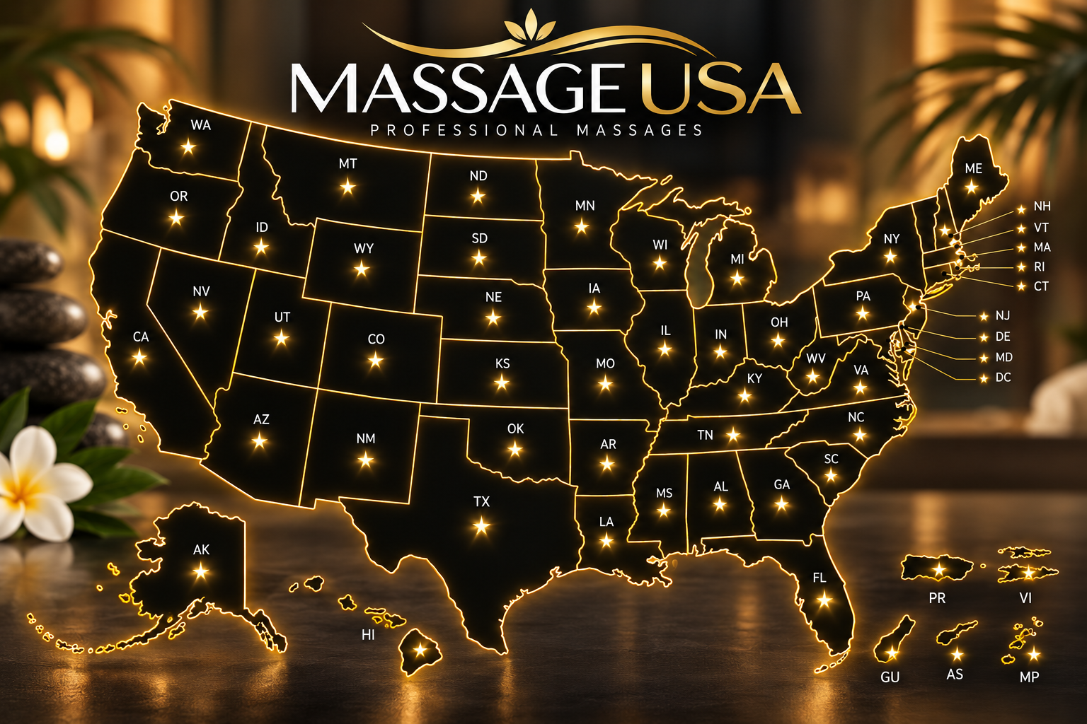 Massage USA national service map